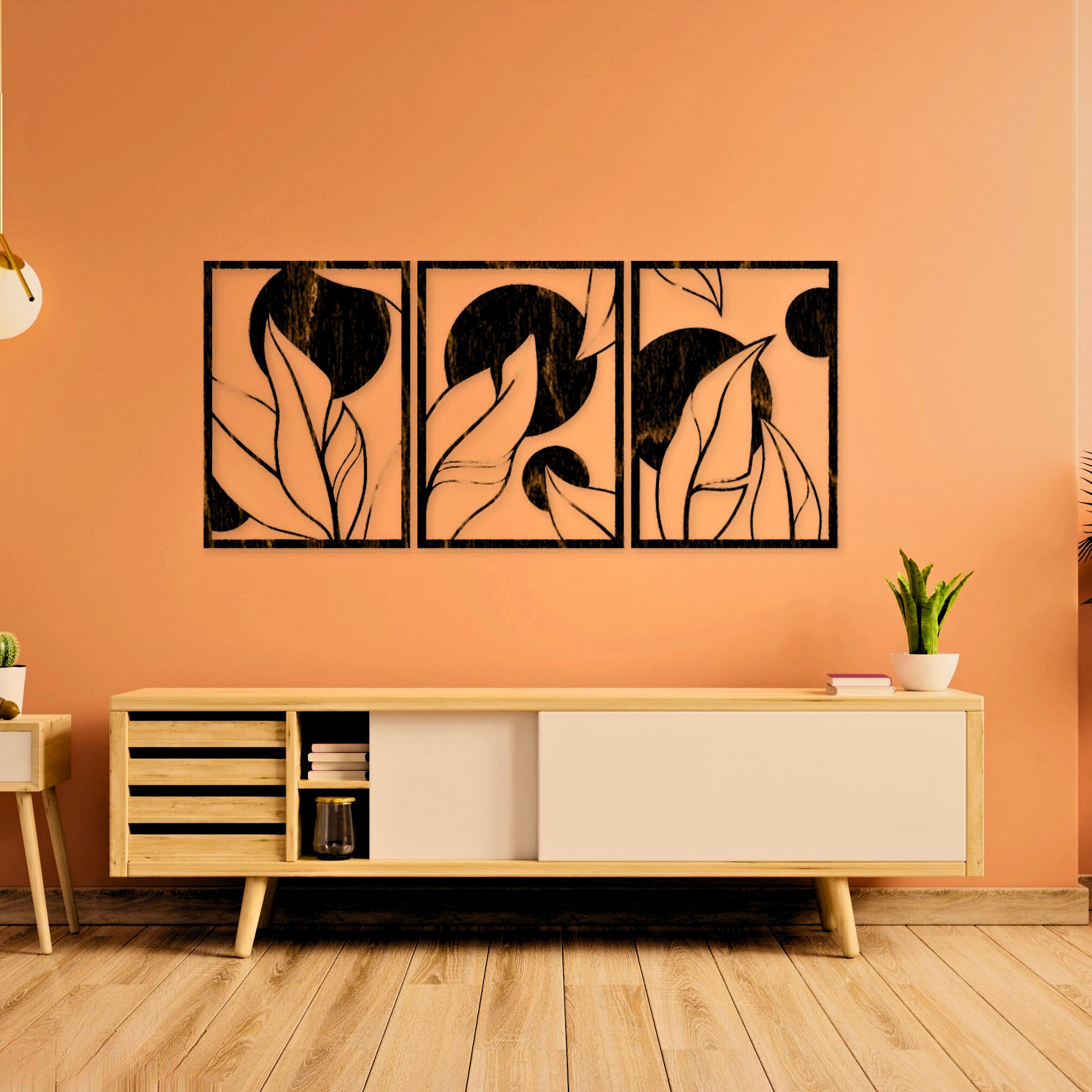 Picture of L02 Leaf Wall Hanging | Large Plant Wall Decor | Nature Wall Art | Wooden Leaf Art | Tropical Leaf | Above Bed Wall Art | Over the Couch 30 cm size by Doob Cart Black
