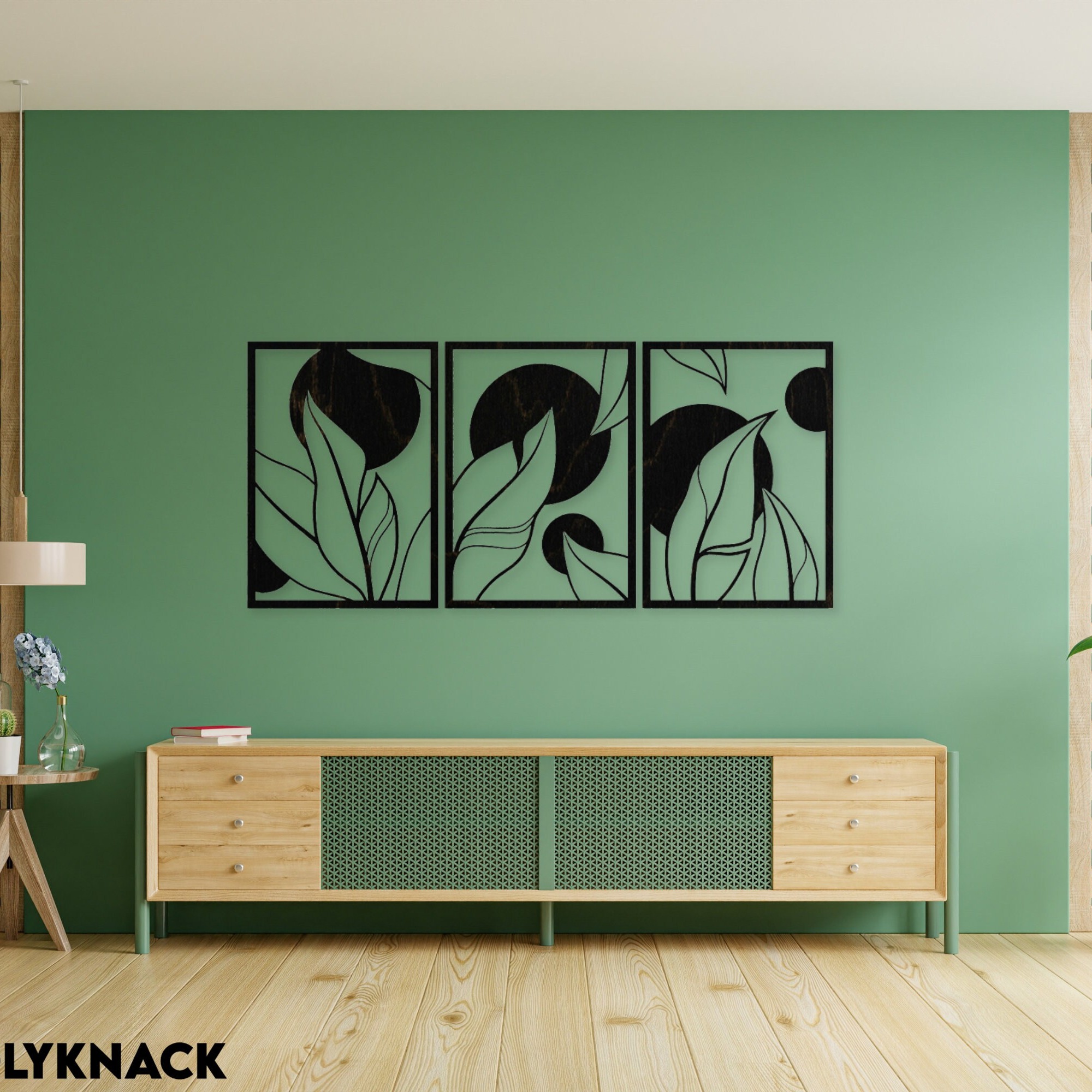 Picture of L02 Leaf Wall Hanging | Large Plant Wall Decor | Nature Wall Art | Wooden Leaf Art | Tropical Leaf | Above Bed Wall Art | Over the Couch 30 cm size by Doob Cart Black