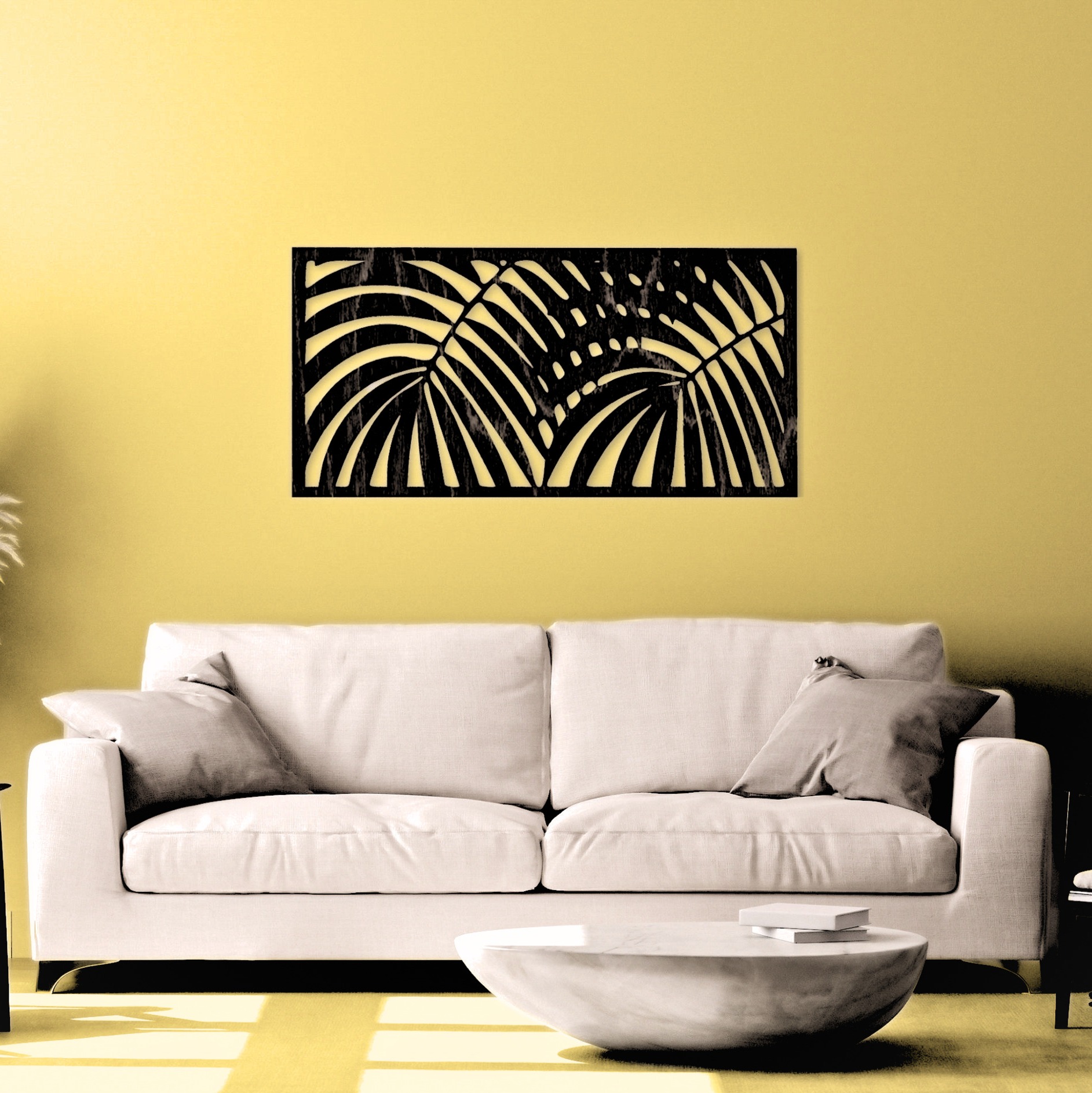 Picture of Tropical Leaf Wood Wall Art, Large Wooden Wall Art, Monstera Wooden Leaf Wall Decor, Boho Wall art, Large Over the Bed Wall Decor( size - 30 cm ) by Doob Cart Black