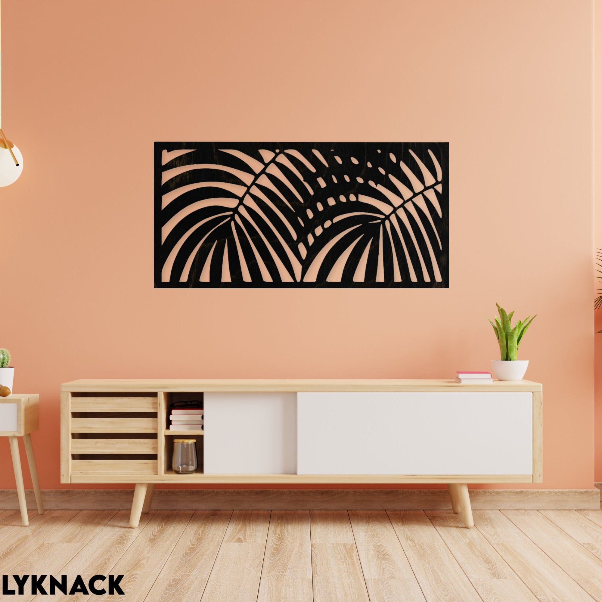 Picture of Tropical Leaf Wood Wall Art, Large Wooden Wall Art, Monstera Wooden Leaf Wall Decor, Boho Wall art, Large Over the Bed Wall Decor( size - 30 cm ) by Doob Cart Black