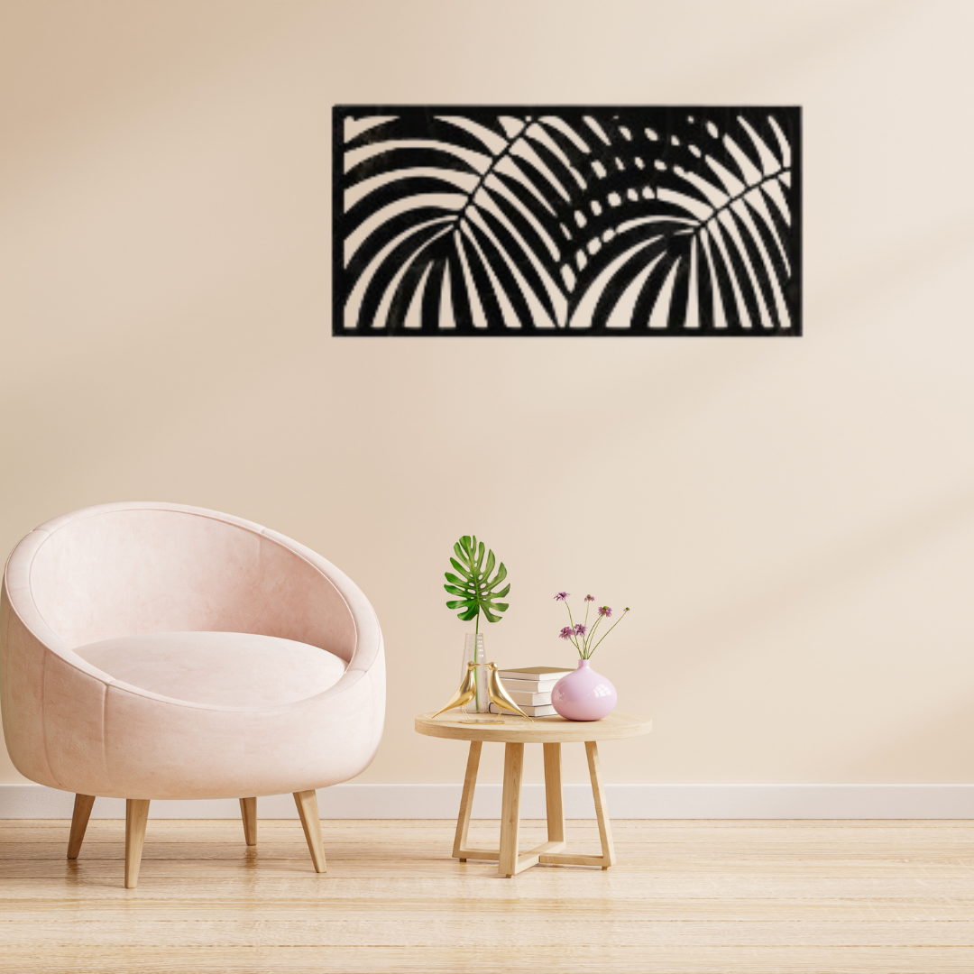 Picture of Tropical Leaf Wood Wall Art, Large Wooden Wall Art, Monstera Wooden Leaf Wall Decor, Boho Wall art, Large Over the Bed Wall Decor( size - 30 cm ) by Doob Cart Black