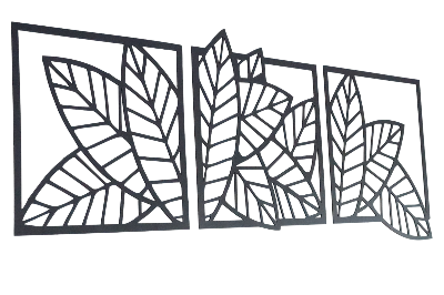 Picture of Palm leaf wall art, Leaves wall hanging, Banana leaf wall decor, Wood panel wall art, Set of 3 wall art nature, Boho leaf wall art by Doob Cart Black