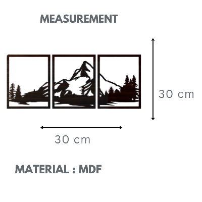Picture of Mountain Wall Art Wood, Geometric Mountains, Mountain Wall Decor, Wood Wall Art Mountains, Wood Panel Wall Art, Modern Wood Wall Art Set ( Size - 90/30 cm ) by Doob Cart Black