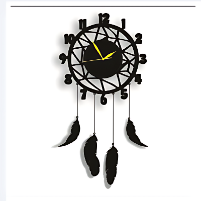 Picture of Hanging wooden wall clock Retro Big wall clock  Home decoration ,office ,Bed room  wall clock ,color - Black ( size - 12 inch ) by Doob Cart Black