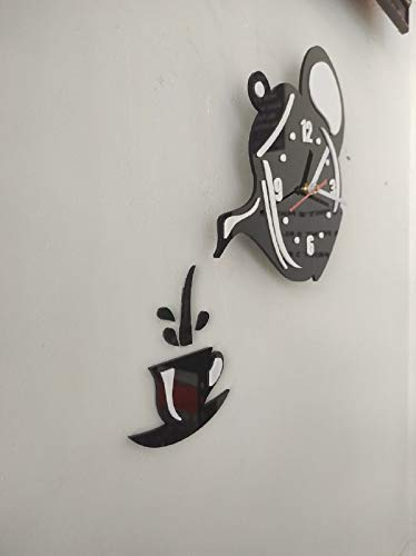 Picture of Ketly Design  Teapot Decoration Wall Clock wooden Wall Decoration Clock Living Room Dining Room Tea House Leisure Black Wall Clock ( size - 12 inch ) by Doob Cart Black