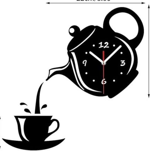 Picture of Ketly Design  Teapot Decoration Wall Clock wooden Wall Decoration Clock Living Room Dining Room Tea House Leisure Black Wall Clock ( size - 12 inch ) by Doob Cart Black