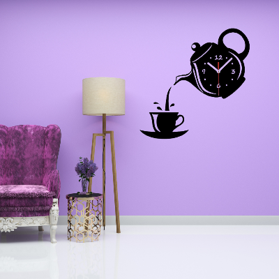 Picture of Ketly Design  Teapot Decoration Wall Clock wooden Wall Decoration Clock Living Room Dining Room Tea House Leisure Black Wall Clock ( size - 12 inch ) by Doob Cart Black