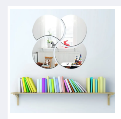 Picture of 4pcs Geometric Design Mirror Surface Wall Sticker ( Silver ) size - 12 inch by Doob Cart Silver