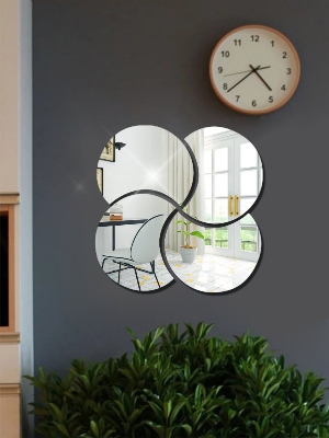 Picture of 4pcs Geometric Design Mirror Surface Wall Sticker ( Silver ) size - 12 inch by Doob Cart Silver