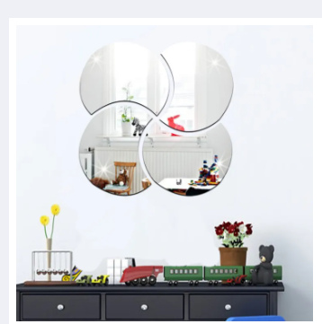 Picture of 4pcs Geometric Design Mirror Surface Wall Sticker ( Silver ) size - 12 inch by Doob Cart Silver