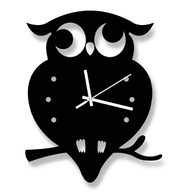 Picture of Cute Owl MDF Wooden Wall Clock - Black ( size - 12 inch ) by Doob Cart Black