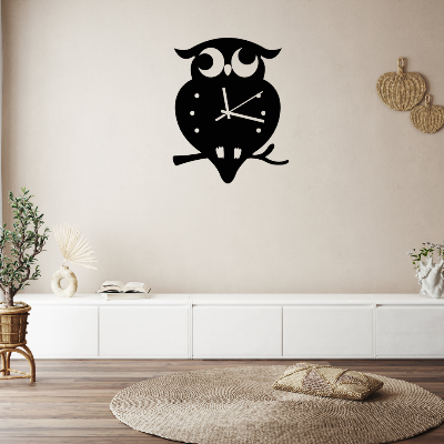 Picture of Cute Owl MDF Wooden Wall Clock - Black ( size - 12 inch ) by Doob Cart Black