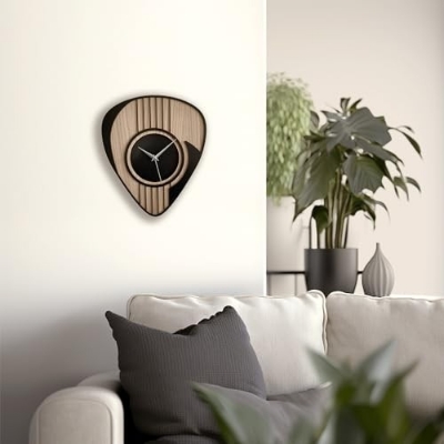 Picture of Wooden Guitar Clock, Musician Gift, Clock for Men, Guitar Gift, Man Cave Multicolor