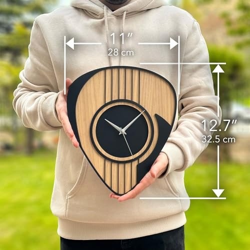 Picture of Wooden Guitar Clock, Musician Gift, Clock for Men, Guitar Gift, Man Cave Multicolor