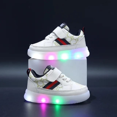 Picture of Winter walking boys girls, soft soled board babies, Lighting shoes for children, warm and thin plush cotton