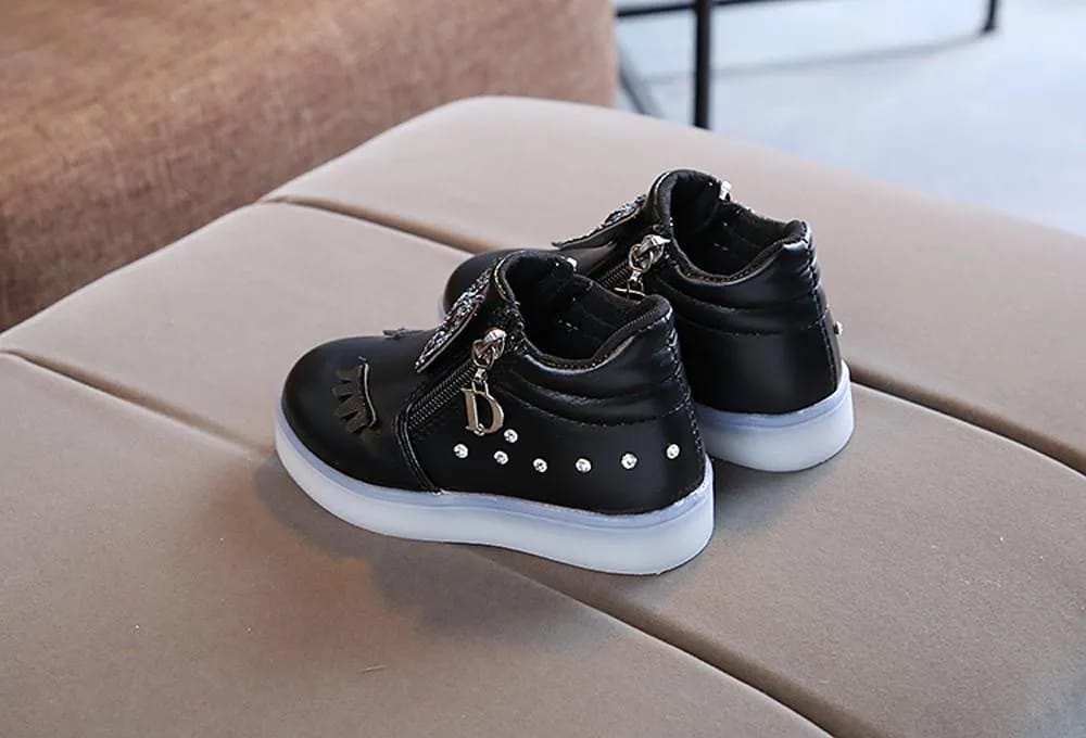 Picture of Kids Baby Infant Girls Crystal Bowknot LED Luminous Boots Sport Shoes Sneakers