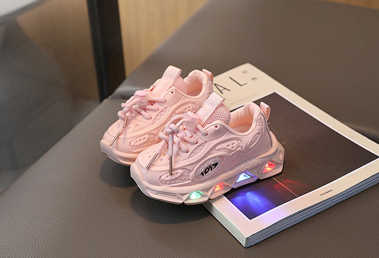 Picture of New fashion sports luminous shoes spring and autumn breathable casual shoes with lights children's lightweight soft bottom toddler shoes-Black