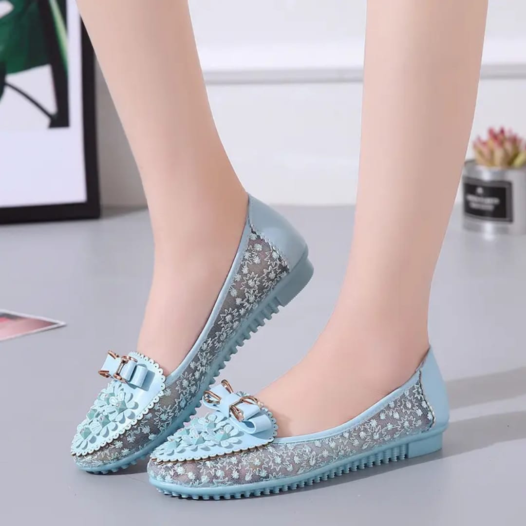 Picture of Ladies Summer New Flat Bottom Women Sweet Walking Slip on Soft Mesh Breathable Sandals