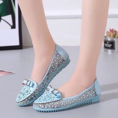 Picture of Ladies Summer New Flat Bottom Women Sweet Walking Slip on Soft Mesh Breathable Sandals