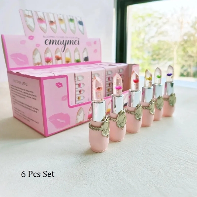Picture of Transparent Lipstick Jelly Flower Moisturizing Lipstick Color Changing Lip Balm Lip Care Lipstick -6Pcs set