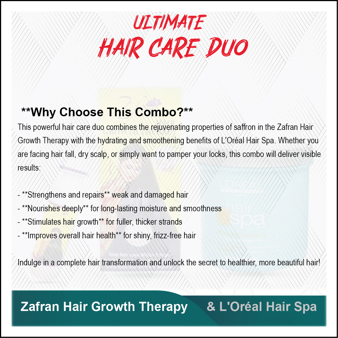 Picture of Ultimate Hair Care Combo | Zafran Hair Growth Therapy X Lorea'l Hair Spa.Combo  2pcs