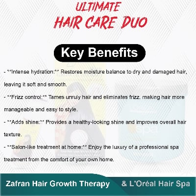 Picture of Ultimate Hair Care Combo | Zafran Hair Growth Therapy X Lorea'l Hair Spa.Combo  2pcs