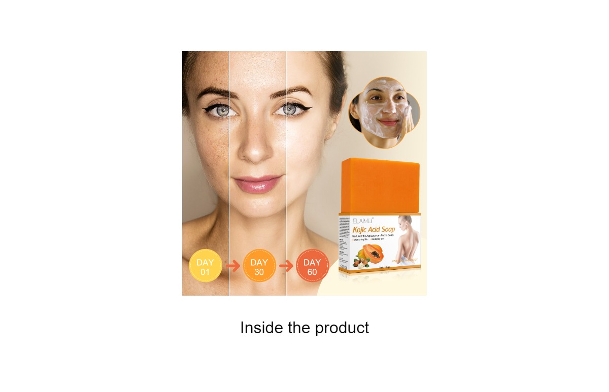 Picture of Elaimei Kojic Soap Papaya Extract Essential Oil Soap Gentle Cleansing Nourishing Bath Soap,,1pcs