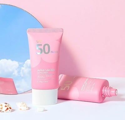 Picture of LAIKOU SPF50 Summer Japanese Sakura Sunscreen Facial Sun Block Isolation Lotion Cream 50g,,,1pcs