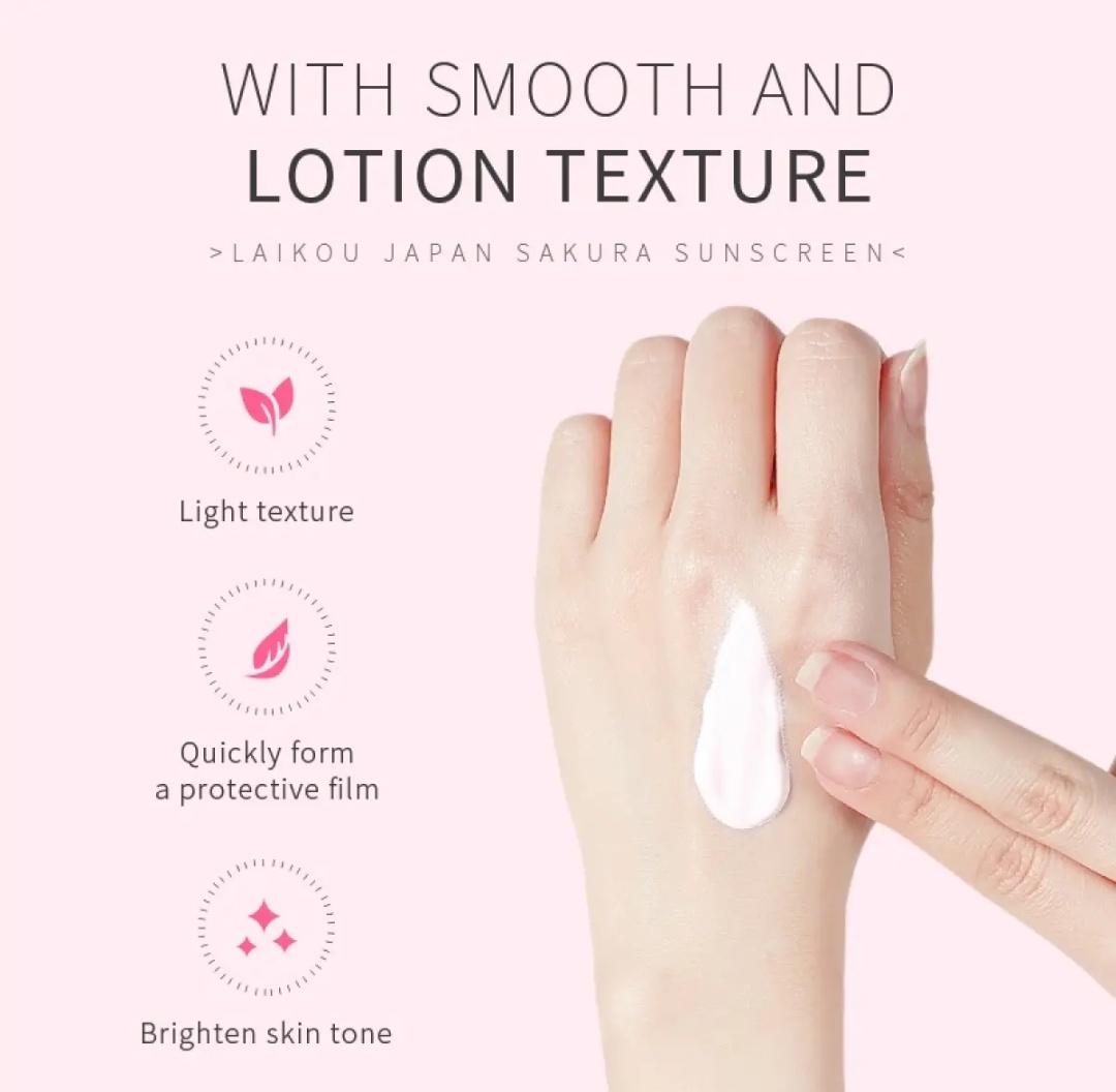 Picture of LAIKOU SPF50 Summer Japanese Sakura Sunscreen Facial Sun Block Isolation Lotion Cream 50g,,,1pcs