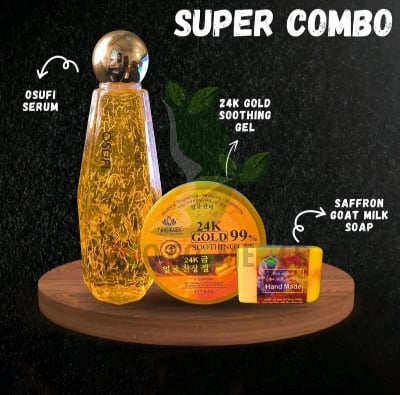 Picture of Osufi Super Skin Care Bundle [Osufi Serum + Gold Sooting Gel + Saffron Soap] combo 3pcs