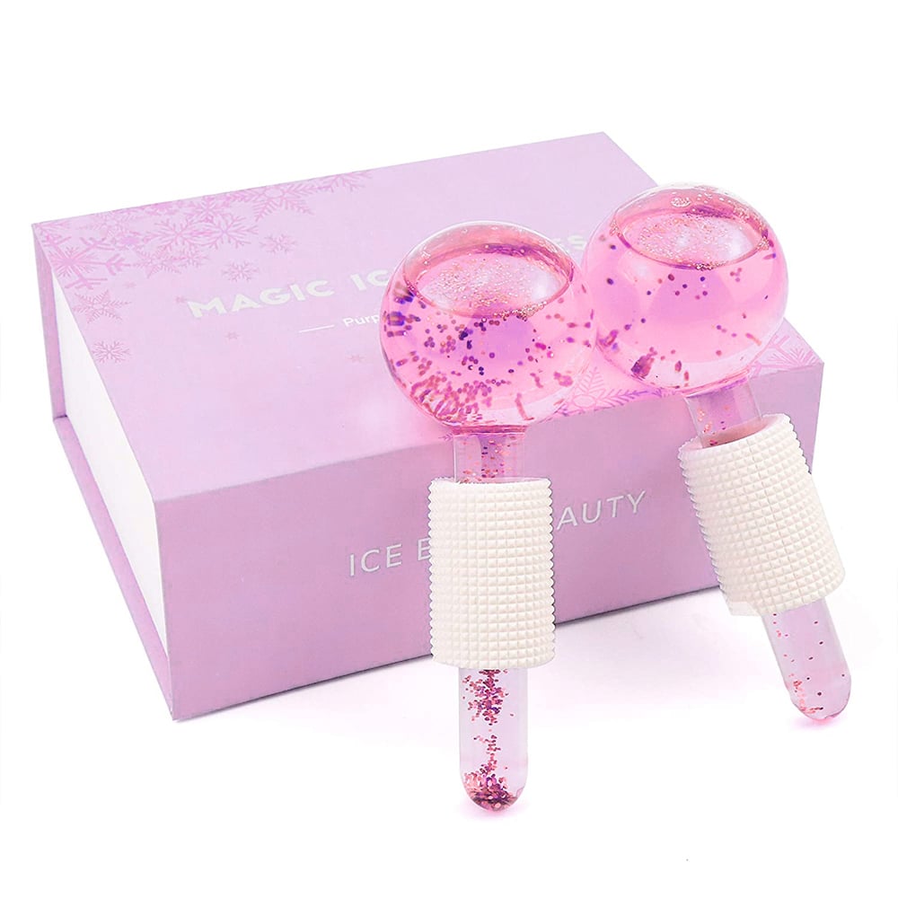 Picture of 2pcs Large Beauty Ice Hockey Energy Beauty Crystal Ball Facial Cooling Ice Globes Water Wave For Face and Eye Massage