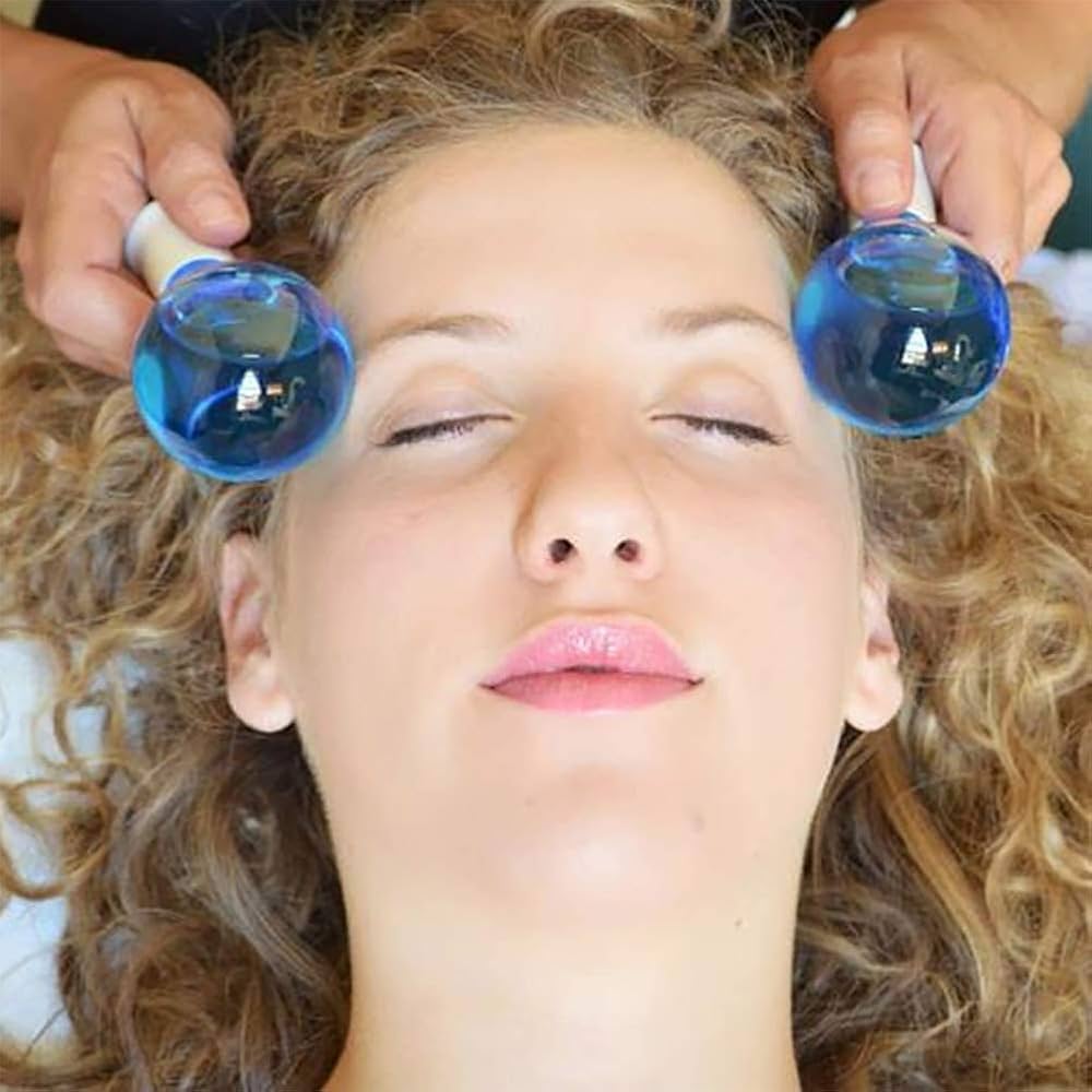 Picture of 2pcs Large Beauty Ice Hockey Energy Beauty Crystal Ball Facial Cooling Ice Globes Water Wave For Face and Eye Massage