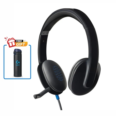 Picture of Logitech H540 Wired Headset, Stereo Headphone with Noise-Cancelling Microphone, USB, On-Ear Controls, Mute Indicator Light, PC/Mac/Laptop - Black