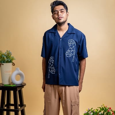 Picture of Mad Koffee Men’s Embroidery Cuban Shirts — Midnight Navy