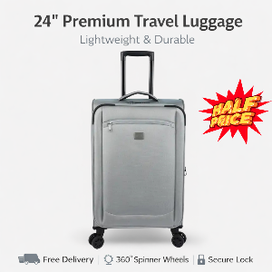 24 Inch Soft Suitcase/Luggage 450D Jacquard RPET with PUX2 in waterproof- Gray (original Export)