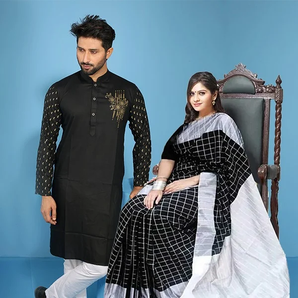 Picture of Premium Couple Set/Matching Dress/Traditionally Dress/Sari And Panjabi