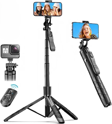 Picture of K-28 Long Video Stand Cum Selfie Stick Tripod with Remote - 360° Rotation Phone Stand with Wireless Remote Control,  with light