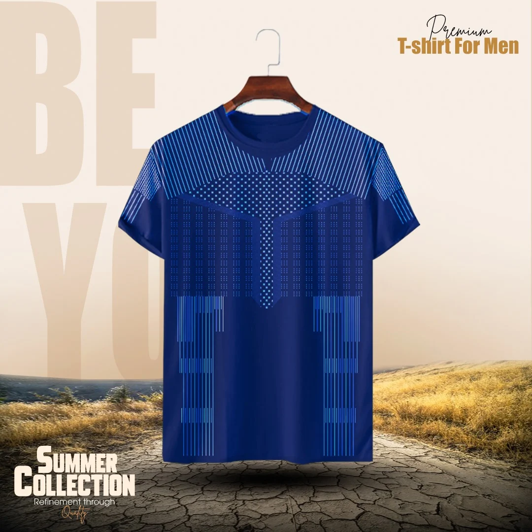 Picture of Stylish Comfortable sports T-Shirt(Navy Blue)