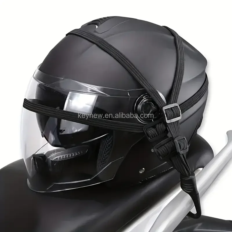 Picture of Motorcycle Luggage Strap Helmet net pocket Motorcycle Helmet Elastic Buckle Rope High-Strength Retractable Protective No Ratings(Black)