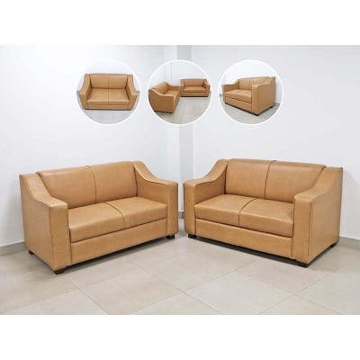 Picture of Faux Leather Sofa Set for Living Room Furniture | 2 Seater Sofa Set | 4 Seater Sofa | Sofa for Home & Office | Waiting Room Sofa | Pre-Assembled Color - Cream
