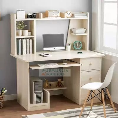 Picture of Levente Extendable Reading Table, Computer Table  With Keyboard Tray, Study Table with Storage Drawer and Book Shelf,  Multipurpose use for your home and office Desk, Activity Table Computer Office Study Writing Desk 54/45''