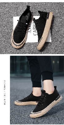 Picture of Men's shoes 2024 new sneaker casual cloth shoes for men breathable board canvas sneakers for men - Black