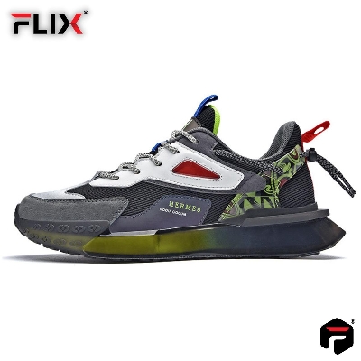 Picture of Men's shoes low-top thick sneakers for men fashion all-match breathable mesh sneaker soft-soled comfortable color matching casual shoes for men - Black