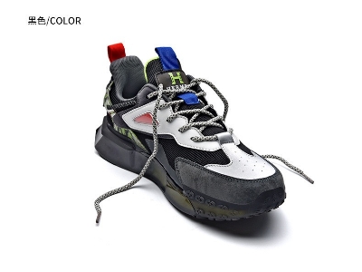 Picture of Men's shoes low-top thick sneakers for men fashion all-match breathable mesh sneaker soft-soled comfortable color matching casual shoes for men - Black