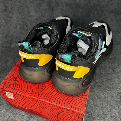 Picture of New Men Casual Sports Sneakers Low Cut Breathable Mesh PU Leather Fashion Shoes - Black