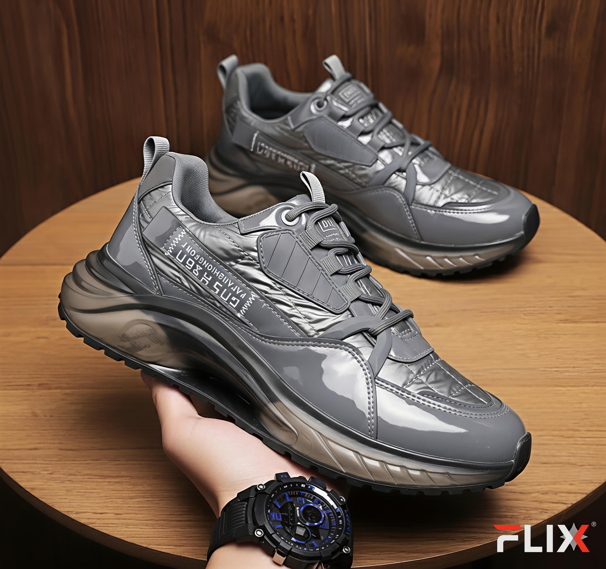 Picture of New Men Casual Low-Cut Sneakers Fashion Slip-On Shoes in Grey - Grey