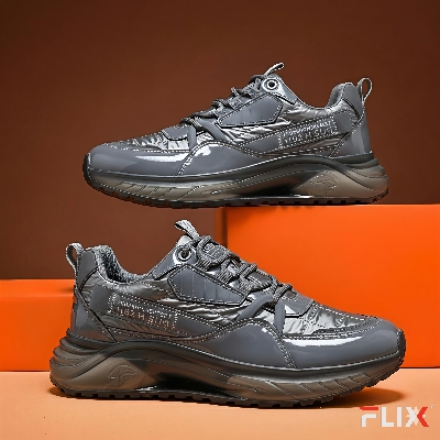 Picture of New Men Casual Low-Cut Sneakers Fashion Slip-On Shoes in Grey - Grey