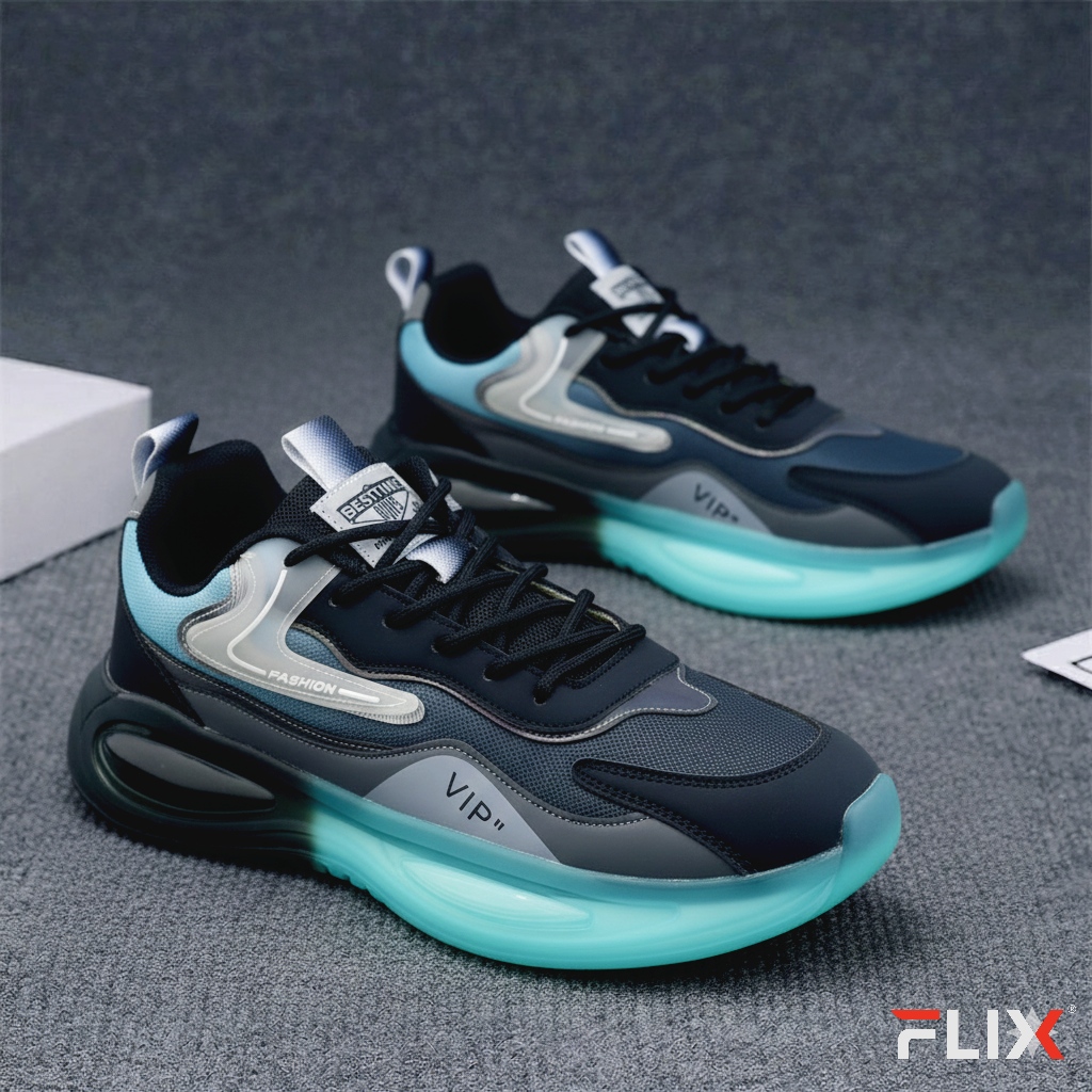 Picture of New Men Casual Air Cushion Sneakers Korean Style PU Leather Trainers - Blue