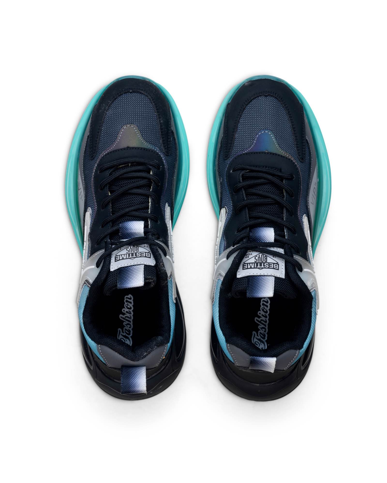 Picture of New Men Casual Air Cushion Sneakers Korean Style PU Leather Trainers - Blue