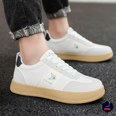 Picture of Men’s White Sneakers with Gum Sole | Stylish Juta Shoes for Men - White